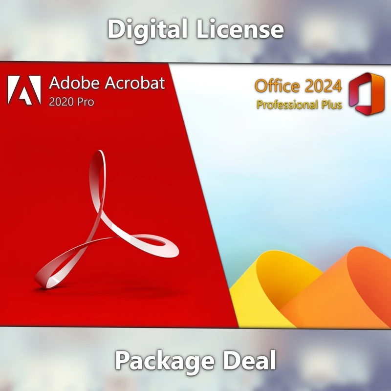 Adobe Acrobat Pro 2020 & Microsoft Office 2024 Professional Plus digital license keys